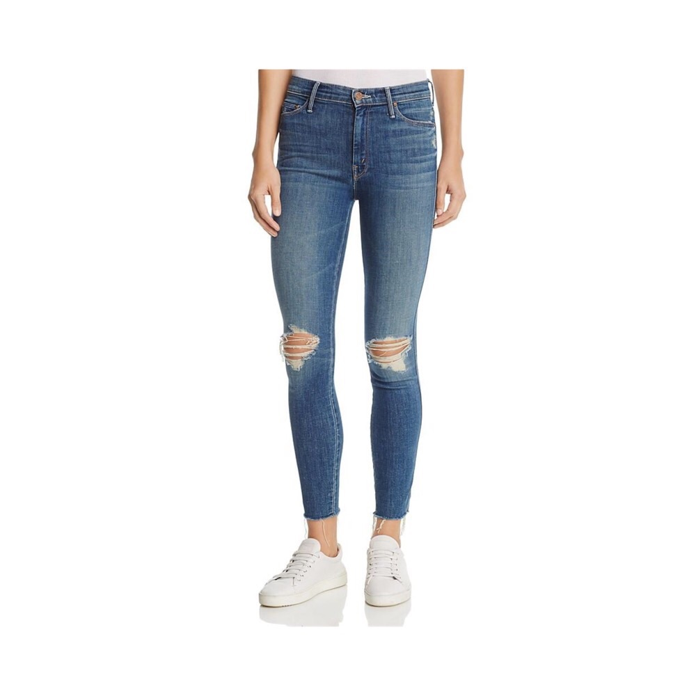 MOTHER Classic Blue Ripped Skinny Jeans